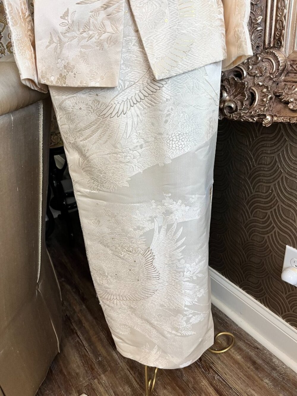 Mr. OH's off white embroidery crane print jacket skirt - Picture 4 of 9